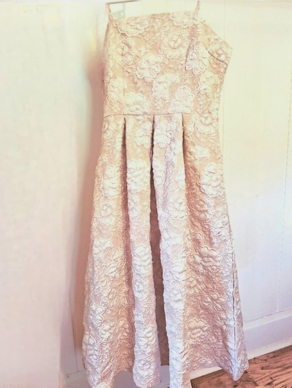 NWOT Vintage Audrey Hepburn Style Ivory Floral Brocade Midi Dress Sz Medium